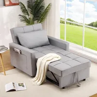 Litake 3-In-1 Klappsofa Schlafsessel mit Bettfunktion,Leinenstoff Schlafsofa Klein Schlafsessel mit Seitentasche und Regulierbarer Rückenlehne für Gästebett Platzsparend Schlafcouch