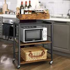 VASAGLE Servierwagen, Küchenwagen, mit Tablett, Vintagebraun