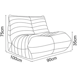 [en.casa] Bodensessel Kodsø Cord 90 x 75 x 100 cm Grün mit Hocker