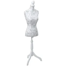 MCW Schneiderpuppe T221, Schaufensterpuppe Torso weiblich, Schaumstoff weiß mit Skizzen