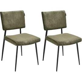 Beliani Esszimmerstuhl 2er Set STURGIS Cord Olivgrün