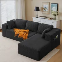 Bealife L-förmiges Ecksofa Mit Cordkissen Keine Installation Erforderlich Rechte Ecke Für Wohnzimmer Arbeitszimmer Schlafzimmer Leseecke Schwarz