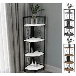 VCM Holz Metall Eckregal Aufbewahrung Stand Regal Bücherregal Deko Bücher Standregal Insasi 4