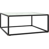 vidaXL Couchtisch Schwarz mit Weißem Glas in Marmor-Optik 80x80x35 cm