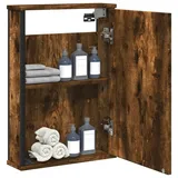 Mokuyary Bad-Spiegelschrank Räuchereiche 42x12x60 cm Holzwerkstoff, Badschrank Wandschrank, Wandmontage Medizinschrank Aufbewahrungsschrank für Badezimmer
