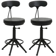 Mendler Barhocker HWC-O84 2er Set höhenverstellbar drehbar Kunstleder Metall Schwarz