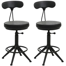 Mendler Barhocker HWC-O84 2er Set höhenverstellbar drehbar Kunstleder Metall Schwarz