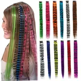 Raccoon Tail Hair Extensions 12pcs 18 Zoll Streifen gedruckte Perücken synthetischer gerader Clip in Haarverlängerungen für tägliche Verwendung zufälliger Farbperücken