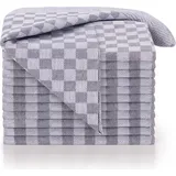 Blumtal 5er Set - Hochwertiges Handtücher Set, 100% Baumwolle, 50x70 cm, grau kariert, ® - geschirrtücher Baumwolle - Grau
