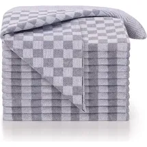 Blumtal 5er Set - Hochwertiges Handtücher Set, 100% Baumwolle, 50x70 cm, grau kariert, ® - geschirrtücher Baumwolle - Grau