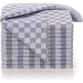 Blumtal 5er Set - Hochwertiges Handtücher Set, 100% Baumwolle, 50x70 cm, grau kariert, ® - geschirrtücher Baumwolle - Grau