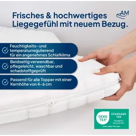 AM Qualitätsmatratzen Topper Bezug Komfort 90 x 200 cm weiß