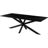 MASSIVMOEBEL24.DE Esstisch 200x100x76 Marmor schwarz / Kreuzgestell Eisen schwarz Barcelona 412