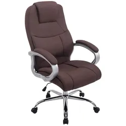 DELUKE® Bürostuhl SYDNEY Stoff - 113x66x70, Braun | Stoff | Metall in Chromoptik Gestell | ergonomische Bürostühle Homeoffice Stuhl mit Rollen