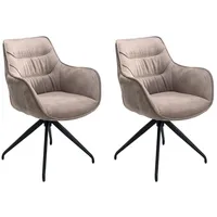 Home4You Polsterstühle 2er Set, Braun - Schwarz - Cord