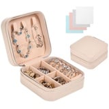 Aucuu Schmuckkasten, Schmuckkästchen Klein Reise für Damen Mädchen, Reiseschmuckaufbewahrung, Schmuckschatulle,Schmuck-Organizer, Schmuckbox, Jewelry Box, Schmuckaufbewahrung, Rosa