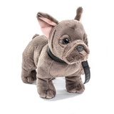 Uni-Toys - Französische Bulldogge (grau) mit Leine - 26 cm (Länge) - Plüsch-Hund, Dogge, Haustier - Plüschtier,