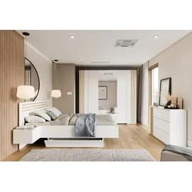 Home Affaire Kommode HOME AFFAIRE "Kommode Calera mit Drehtür, 3 Schubladen und MDF-Lamellen", weiß, B:125cm H:80cm T:35cm, MDF, Melamin, Sideboards, Kommode, Kommode B/H/T 125/79,8/35 cm