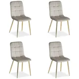 Homestyle4u 2334, 4er Set Esszimmerstühle Stuhl Sessel Samt Wohnzimmer Küchenstuhl Polsterstuhl Beige Creme Gold 4 Stück