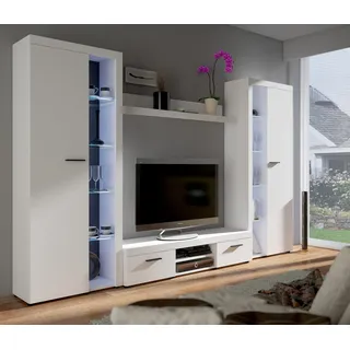 Küchen-Preisbombe Kuechen-preisbombe TOP Wohnwand Rumba XL Anbauwand Wohnkombi Wohnzimmer Weiss matt