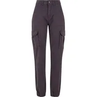 URBAN CLASSICS Ladies Cotton Twill Utility Pants dark stone - Gr.: 30
