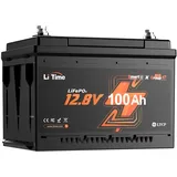 12V 100Ah LiFePO4 Batterie LiTime H168 DIN H5 mit Bluetooth - Schwarz