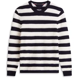 Tommy Hilfiger Rundhalspullover Gestreifter Relaxed Fit Blau M