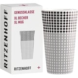 Ritzenhoff & Breker Ritzenhoff Kaffeebecher XL 500 ml Serie Genussklasse 3 - Porzellan-Becher mit Plusmotiv, Designerstück