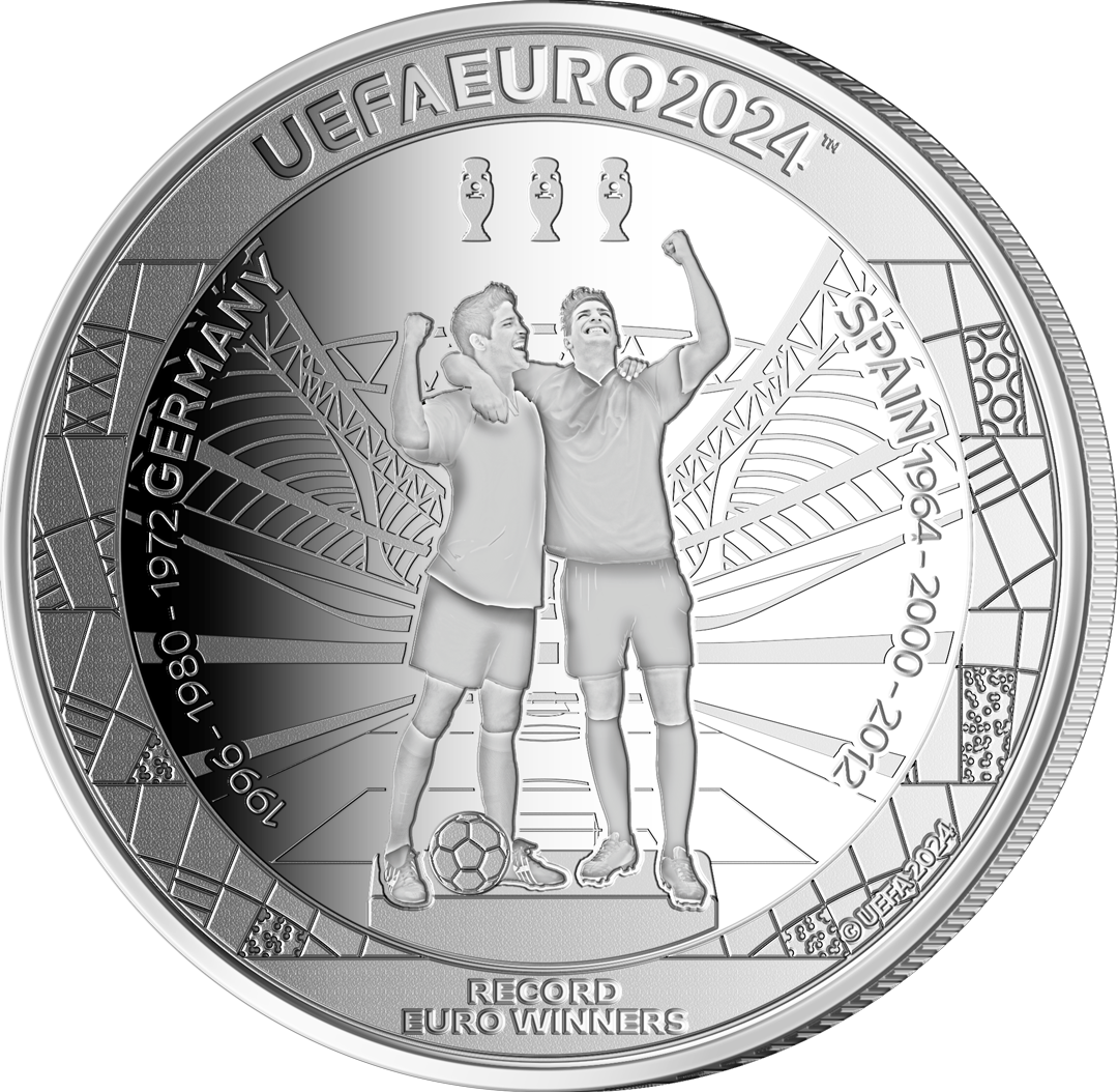 Die erste 11-Euro-Münze + erste Feinsilber-Münze "Rekord-Europameister Deutschland & Spanien" zur Fußball-EM 2024!