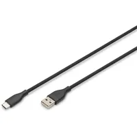 Digitus USB-Kabel USB 2.0 USB-A Stecker, USB-C® Stecker 50cm Schwarz Flexibel, hochflexibel, mit US