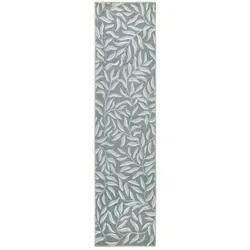 Kadima Design Maschinenwaschbarer Teppich `Clyde` - Florales Muster, 100% recycelt, leicht, grau-grün,. 60x230 cm