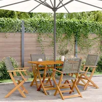 VidaXL 5-tlg. Garten-Essgruppe Grau Poly Rattan und Massivholz