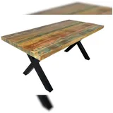 möbelliebling Esstisch 160 x 85 cm Mango massiv vielfarbig gerade Kanten X-Gestell Schwarz LIBRO