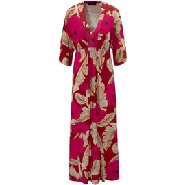 Aniston SELECTED Sommerkleid Blüten/Blätterdruck Rot/Beige/Pink 42