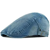 CHENNUO Denim Schiebermütze Herren & Damen Sommer Flatcap Barett Schirmmütze Sportmütze (Blau) - 55-60