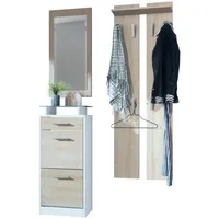 Vladon Garderobe Loret V2 Weiß matt/Eiche