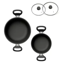 hoffmann germany STONIQ Topf-Set 4-tlg. 2 x Kochtopf + 2 x Glasdeckel