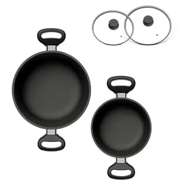 hoffmann germany STONIQ Topf-Set 4-tlg. 2 x Kochtopf + 2 x Glasdeckel