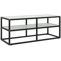 Furnicato TV-Schrank Schwarz mit Hartglas Marmor-Optik 100x40x40 cm