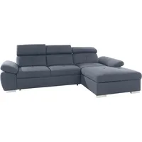 exxpo - sofa fashion "Spring, super bequem, mit Armteil- und Kopfteilfunktion", blau (night sky), B:284cm H:81cm T:181cm, Luxus-Microfaser (100% Polyester);Struktur (100% Polyester);NaturLEDER (echtes Rindsleder) in Sitz und Rücken.
