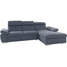 exxpo - sofa fashion "Spring, super bequem, mit Armteil- und Kopfteilfunktion", blau (night sky), B:284cm H:81cm T:181cm, Luxus-Microfaser (100% Polyester);Struktur (100% Polyester);NaturLEDER (echtes Rindsleder) in Sitz und Rücken.