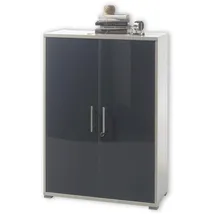 Stella Trading OFFICE LUX Aktenschrank abschließbar, grau mit graphit lackierter Glasfront - Büroschrank mit 2 Türen - Modernes Büromöbel Komplettset - 78 x 114 x 35 cm (B/H/T)