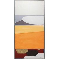 Kare Design Gerahmtes Bild Abstract Shapes, Orange, 73x143cm, Leinwand, Wanddekoration, Kunstwerk