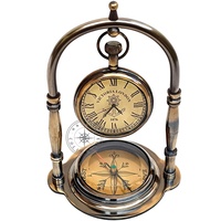 Hanzla Collection Maritim Kompass Basis Nautische Tischuhr Schiffsuhr Antik Messing Hängende Schreibtischuhr Victoria London Taschenuhr Vintage Dekorative Uhr für Ihre Liebsten & Hochzeitsgeschenk