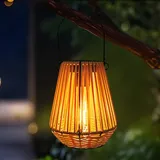 Solarlaterne für Außen, Metall Solar Rattan Laterne, Solarlampen für Außen Garten, Wasserdicht Solarleuchten Gartendeko, Hängend Solar Gartenleuchten für Draußen, Balkon, Terrassen, Outdoor (A)
