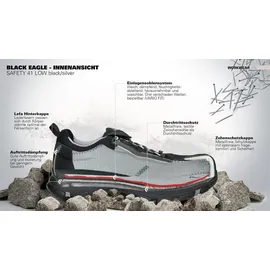 Haix Halbschuh schwarz/silber Black Eagle Safety 41.1 Low ESD, S1P, EU-Schuhgröße: 40
