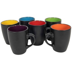 Spetebo Tasse Kaffeebecher in schwarz matt – 6er Set, Porzellan, Kaffee und Tee Tassen für ca. 340 ml schwarz