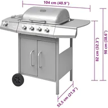 vidaXL Gasgrill 4+1 Brenner silber 41902