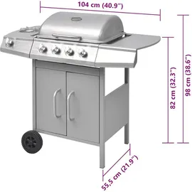vidaXL Gasgrill 4+1 Brenner silber 41902