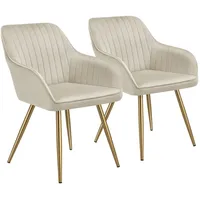 Tectake tectake® Esszimmerstuhl, gepolstert, in Samtoptik, gesteppt, schlanke, goldene